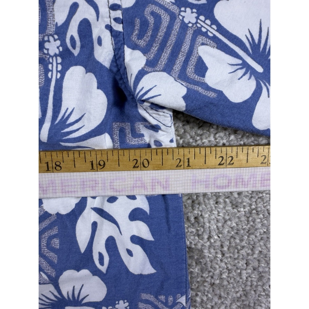 Point Zero Mens Hawaiian Shirt XL Blue Floral Hibiscus Short Sleeve Cotton - Picture 5 of 7